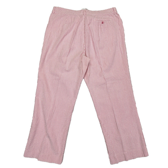Vtg Lilly Pulitzer Capri Pants Womens 12 Seersucker Pink Wht Stripe Stretch Crop - Picture 3 of 15